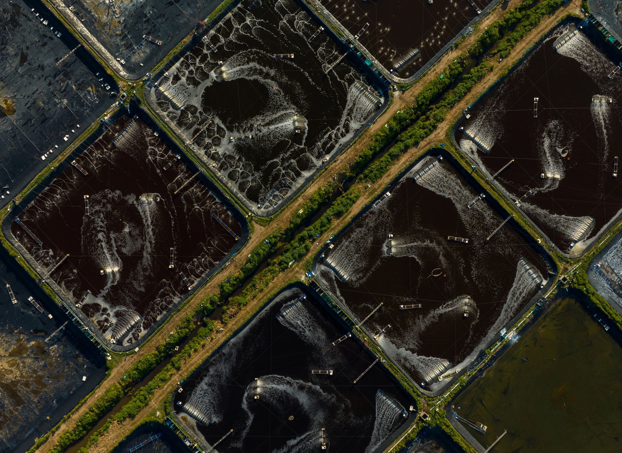 Aerial industrial water treatment landscape